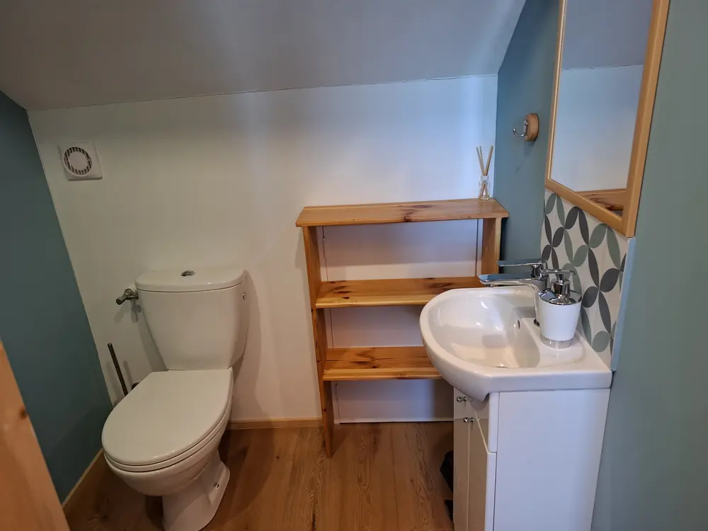 Samostatné WC s umyvadlem v podkroví